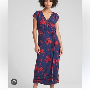 GAP floral wrap dress lace pockets SZ XS